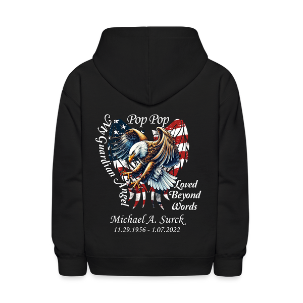 Angel American Flag Eagle Kids' Hoodie - black