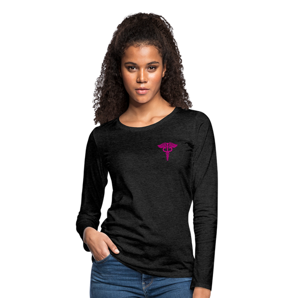 Nurse Flag Women's Premium Long Sleeve T-Shirt (CK1670) Updated+ - charcoal grey