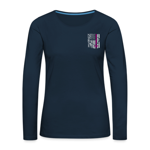 Nurse Flag Women's Premium Long Sleeve T-Shirt (CK1674) Updated+ - deep navy