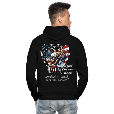 Angel American Flag Eagle Gildan Heavy Blend Adult Hoodie - black