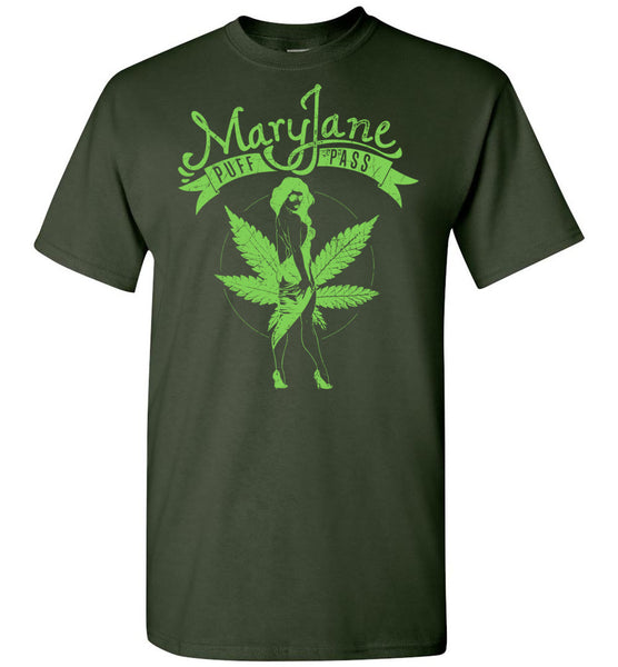 Mary Jane Puff Pass Marijuana Tshirt - Hot Girl High Heels Bikini Tee ...