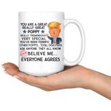 TRUMP POPPY 15 OZ WHITE COFFEE MUG