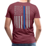 Blue Line Flag Men's Premium T-Shirt - heather burgundy