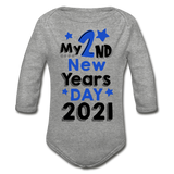 My Second New Years Day 2021 Organic Long Sleeve Baby Bodysuit - heather gray